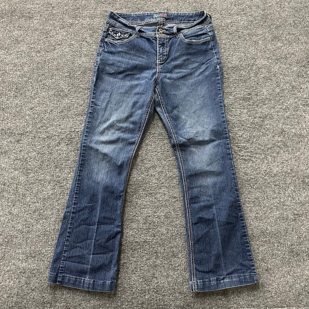 Royalty Jeans Womens Size 12 Blue Bootcut Studded Pocket Casual Denim Pants